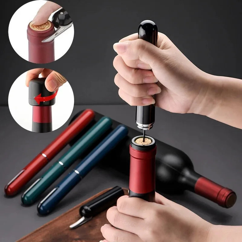 Air Pressure Pump Wine Bottle Opener Pen Shape Stainless Steel Needle Fast Kitchen Bar Party Portable Corkscrew OpenTool