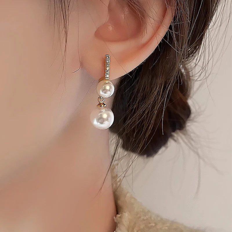 2023 New Classic Pearl Stud Earrings For Woman Fashion Korean Jewelry Temperament Girl's Daily Wear Korean Trendy Drop earrings