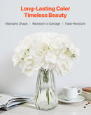 SucceBuy Artificial Flowers Real Looking White Silk Fake Hydrangea Bulk Faux Bridal Shower with Stem for DIY Wedding Bouquets