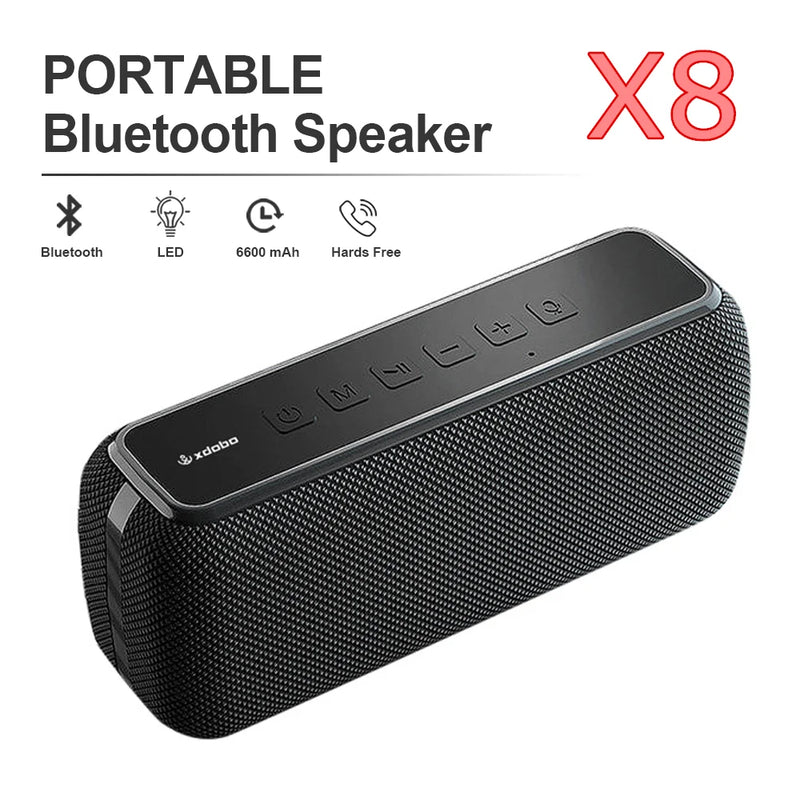 60W Xdobo X8 Bluetooth Speaker Wireless Portable Subwoofer Waterproof TWS 6600mAh Powerful Dual Bass AUX FM Outdoor Loudspeaker