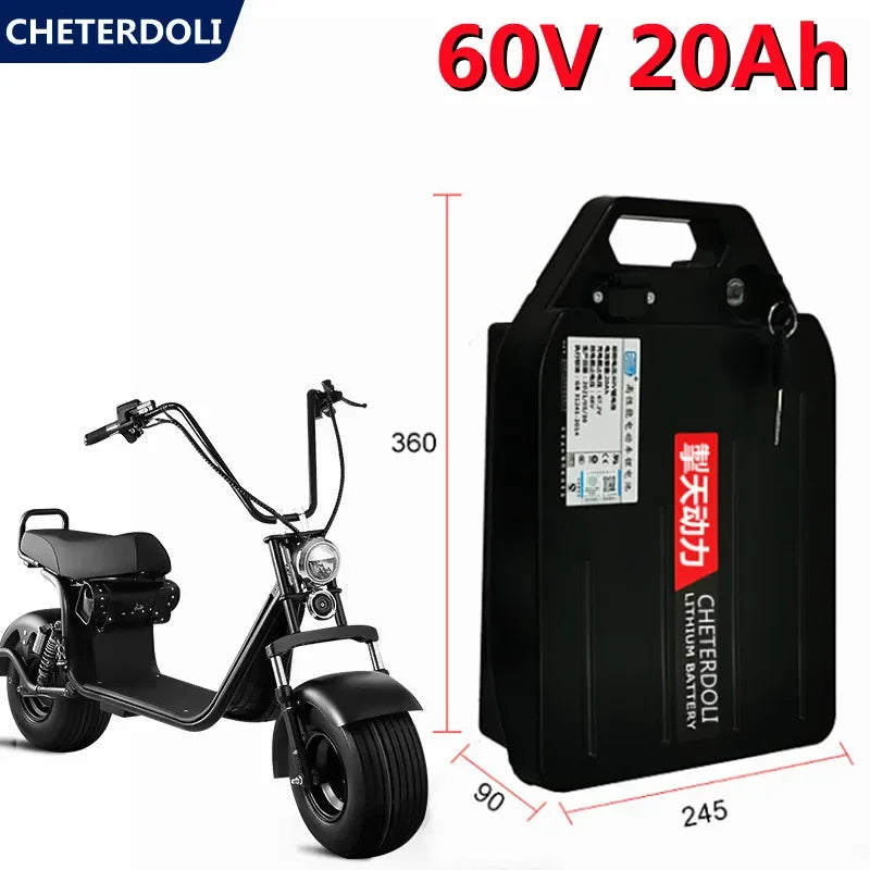 18650 Rechargeable 60v 20Ah Li Ion Battery for 1000w 1500w Citycoco X7 X8 X9 Trolling Motor Lithium Battery+ 3A Charger