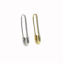 New Arrived Tiny Cute Gothic Gold Color Cz Paved Safety Pin Long Stud Earrings Ear Threader Fashion Jewelry Exquisite Earrings