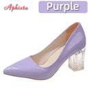 Aphixta 7cm High Heels Damen Orange Leder Pumps Weibliche Hochzeit Grüne Transparente Schuhe Drop Shipping Übergröße 30-50