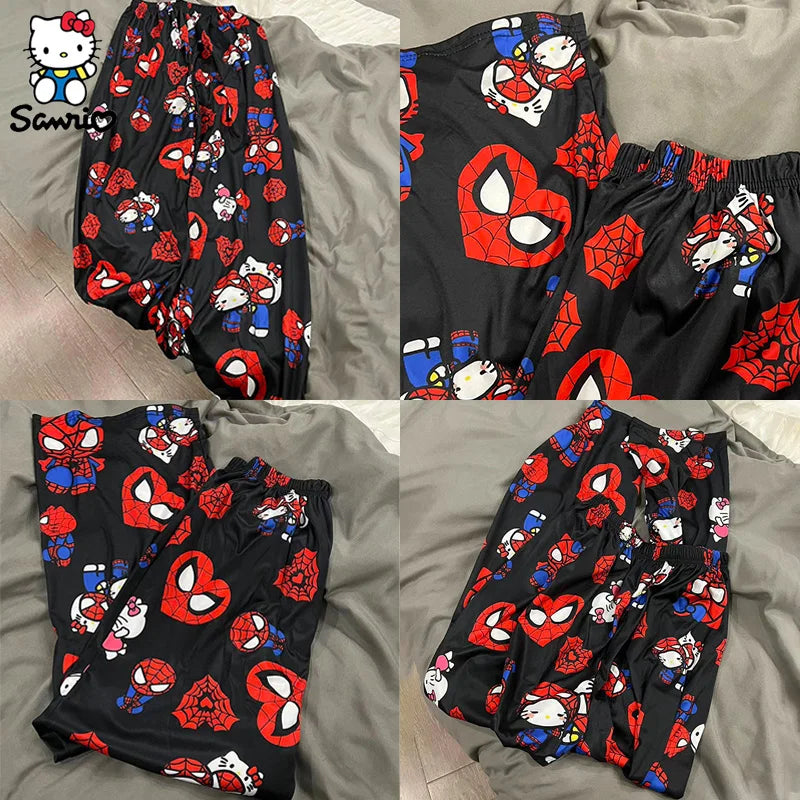 Cartoon Anime Spiderman Hello Kitty Pajamas Sanrio Hello Kitty Couples Matching Pajamas Long Pants Summer Pants Sleep Pant