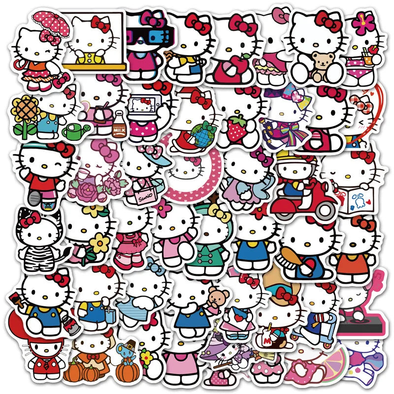 50pcs Sanrio Sticker Pack Hello Kitty Kuromi My Melody Pompom Purin Cinnamoroll Waterproof Phone Case Cute Anime Stickers