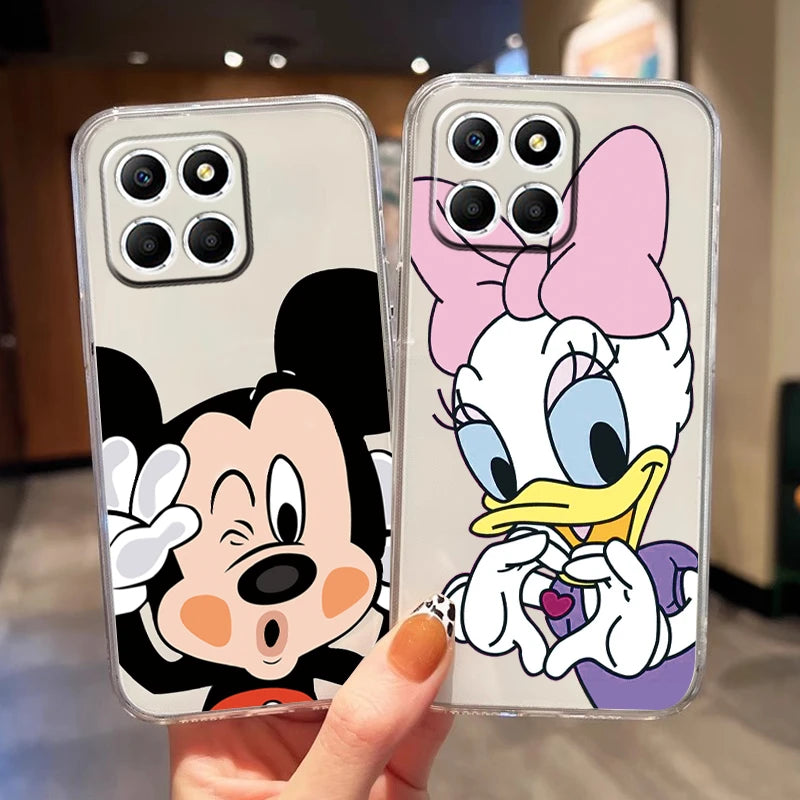 For Honor X6S X6 Phone Case Donald Duck Mickey Minnie Anime Cover For Honor X6S Shockproof Transparent Protective TPU Back Shell