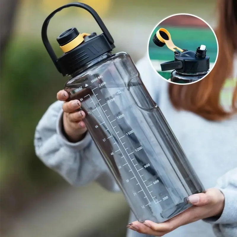 1.5L/2L/3L Sports Water Bottle Portable Leakproof Large Capacity Water Jugs Lightweight with Time Marker Clear Drink Bottle