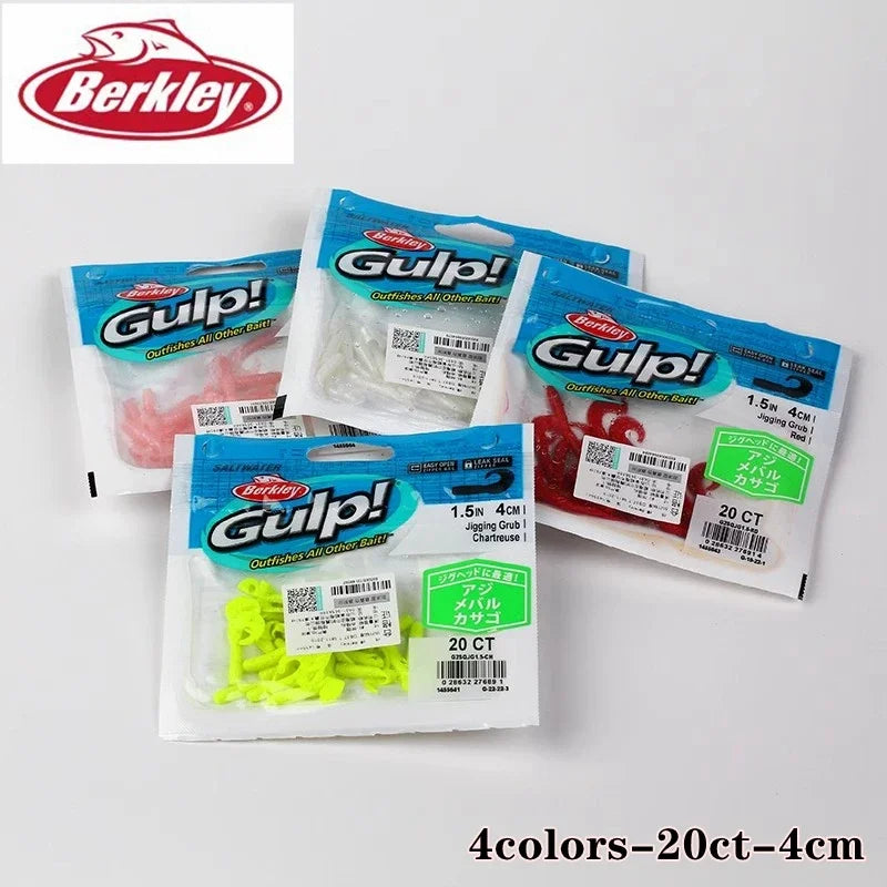 Berkley Fishing Bait for Lure Fishing, GULP Jigging Grub, Soft Bait, 4Colors, 20CT Beckley, 400 Times, 4Colors