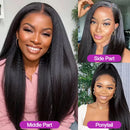Kinky Straight 360 HD Full Lace Wigs Human Hair Brazilian Yaki Straight 13x6 HD Lace Frontal Wig Preplucked 250% High Density