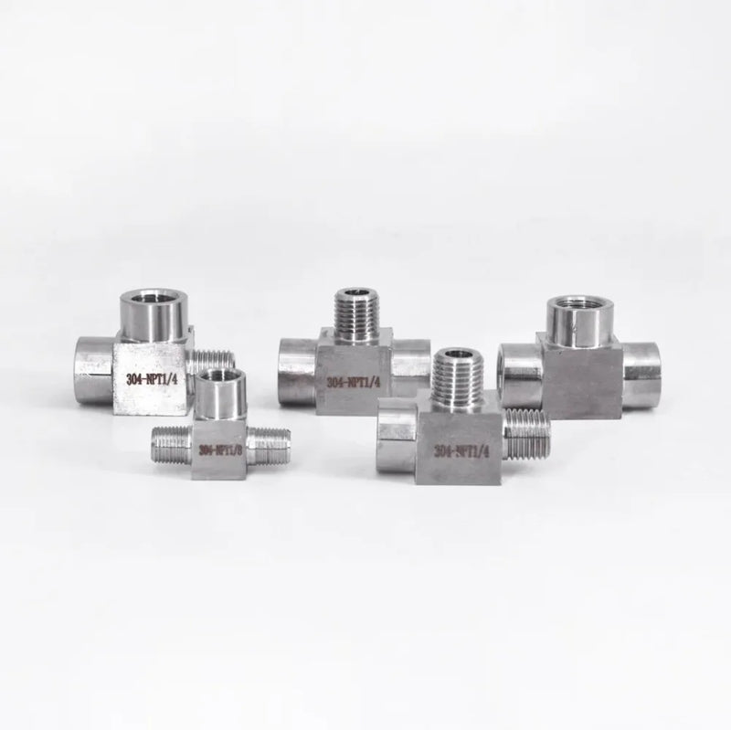 1/8" 1/4" 3/8" 1/2" BSP NPT Female Male Tee 3 Ways 304 Stainless Steel Pipe Fitting Connector Splitter Block High Pressure