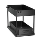 Kitchen Bathroom Under Sink Organizer 2-Tier Sliding Storage Basket Multipurpose Shelf with Hanging Cup and Hook Accessories