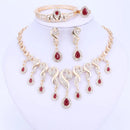 Goldfarbene Kristall Afrikanische Perlen Schmucksets für Damen Kleider Accessoires Hochzeit Braut Halskette Ohrringe Armband Ring Sets