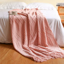 Inyahome Grob gestrickte Überwurfdecken für Couch und Bett, weiche, gemütliche Strickdecken mit Quaste, warme gewebte Landhausdecken, Rosa