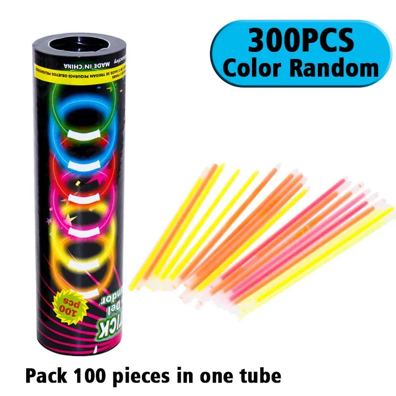 100/200/300pcs Party Glow Props Fluorescent Rod Concert Luminous Bracelet Bar Active Atmosphere Props Continuous Luminescence