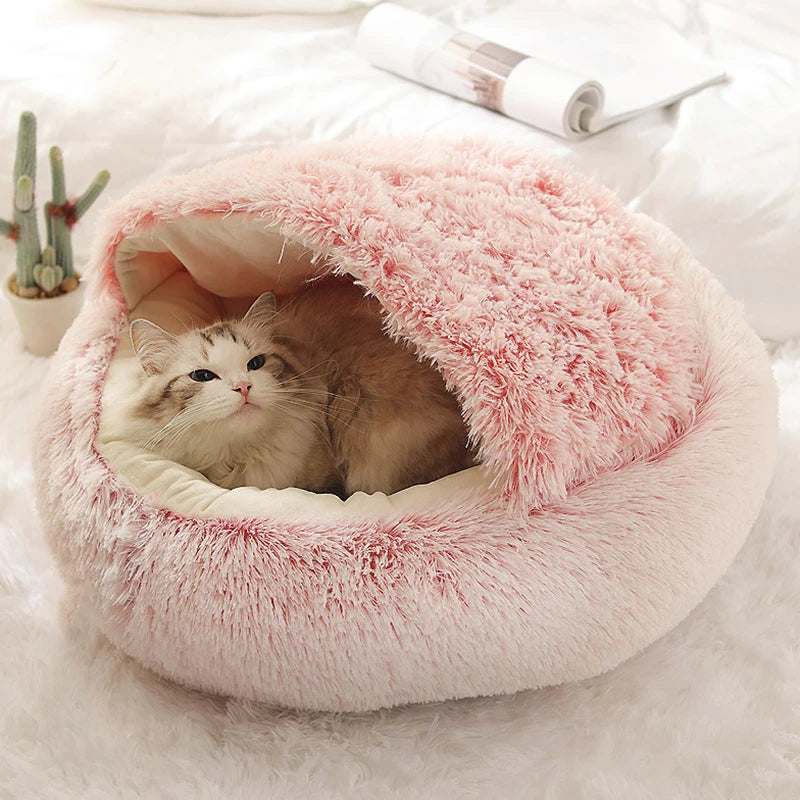 Cat Bed Pet Mattress Warm Soft Plush Pet Bed with Cover Round  Cat Dog  Sleeping Nest Cave for Small Dogs kitten