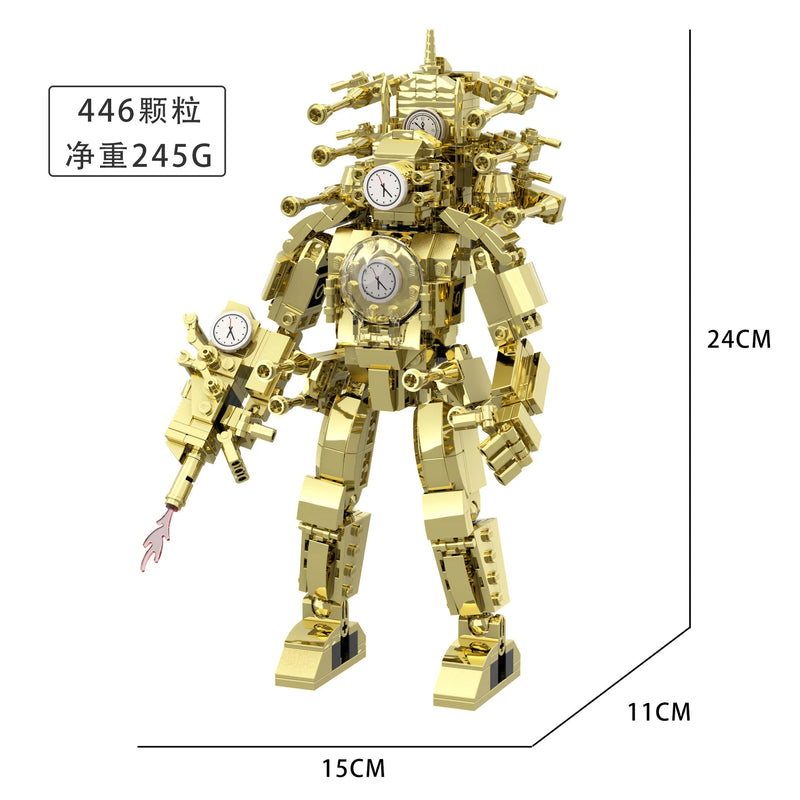 Skibidi Toilet Clock Man Building Blocks Toys Cameraman Speakerman Monitor Titan Tv Man Juguetes Brick Model Toys Gift For Kids