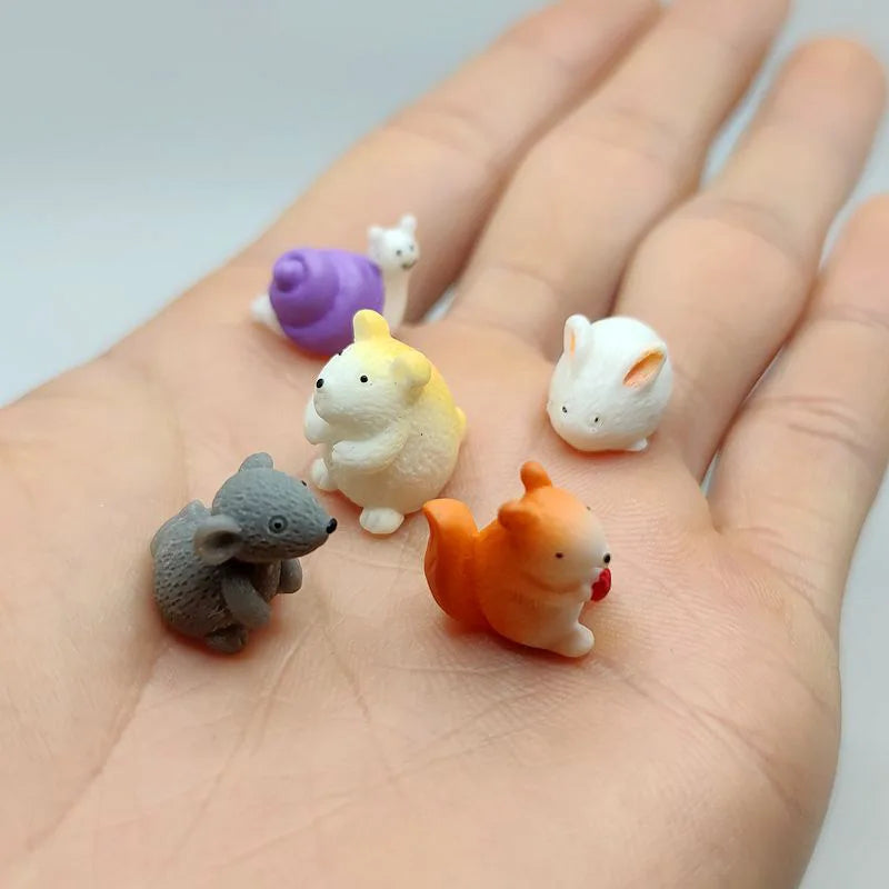 5PCS Super Mini Animals Model Dolphin Whale Hamster Snail Mouse Rabbit Miniature Potted Plant Landscape DIY Fairy Garden Decor