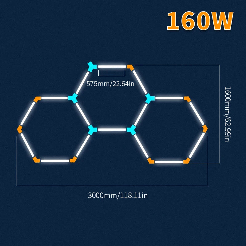Garage Light Hexagon Led Lights Lamp Highly Efficient Honeycomb LED Light Customized for Barber Ceiling Lighting Workshop