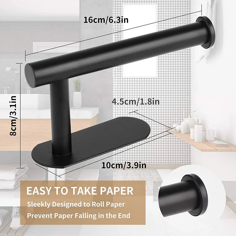 No Punching Wall Mounted Toilet Paper Holder Rustproof Anticorrosion Stainless Steel Bathroom Kitchen Toilet Paper Roll Holder