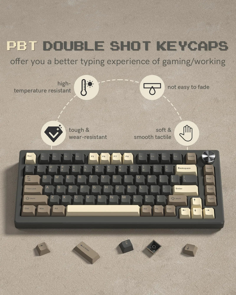 Womier 138 Keys Retro Brown Gray PBT Keycap Double Shot Cherry Profile Key caps for Cherry MX Switches Mechanical Gamer Keyboard