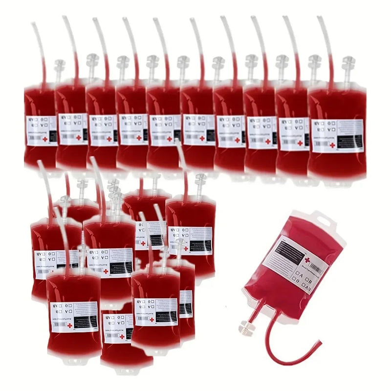 Empty Blood Bags Drinks for Halloween Zombie Vampire Costume Props Nurse Graduation Theme Party Favors Drink Pouches 10/20 PCS
