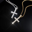14K Gold Plated Hip Hop Cross Pendant Necklace for Women Male Iced Out Twisted Chain Long Necklace Fine Jewellery Accessories