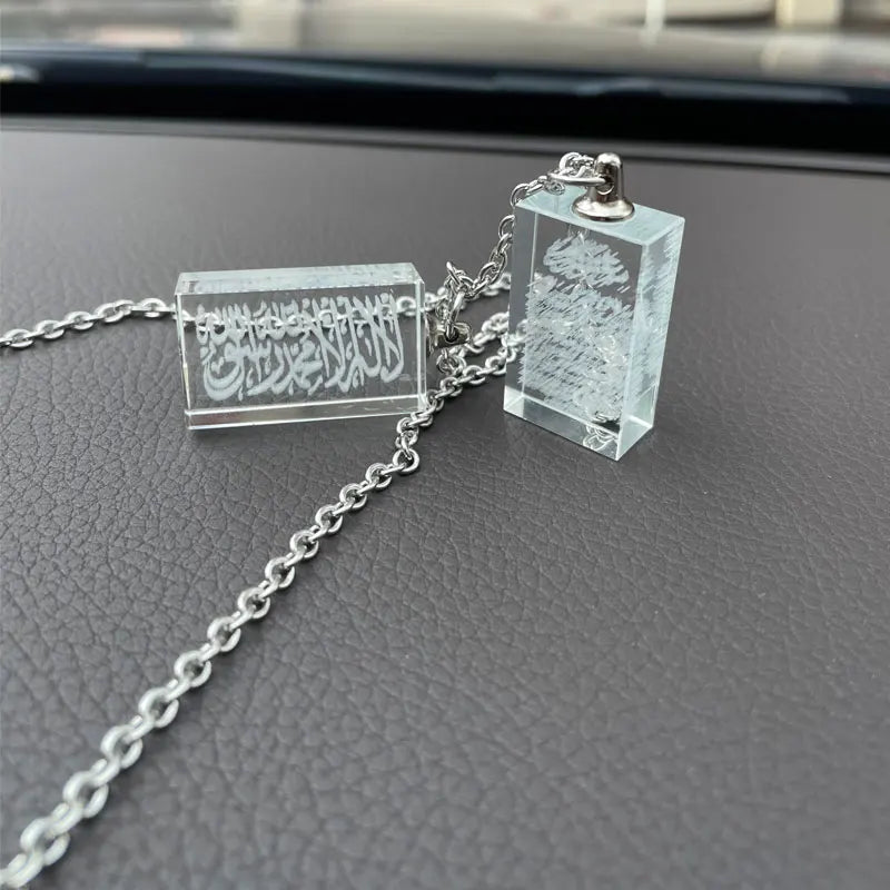Islam shahada AYATUL KURSI 45 cm chains crystal car pendant car hanging muslim gifts