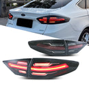 LED Tail Lights for Ford Fusion Mondeo 2013-2016 Dynamic Animation Sequential Turn Signal Black Rear Lamps Assembly