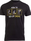 Men T-shirt How to Pick Up Chicks Funny Sarcastic Sarcasm Joke Meme Y2K Women Cotton Tee Loose Short Sleeve Unisex Casual Trendy