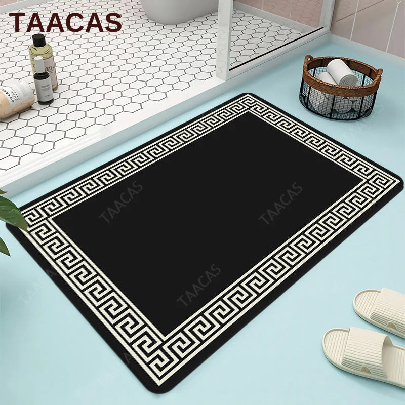 Super Absorbent Rubber Carpet Shower Floor Bathroom Rug Foot Mat Black Luxury Home Decoration Entrance Door Non-slip Kitchen Mat