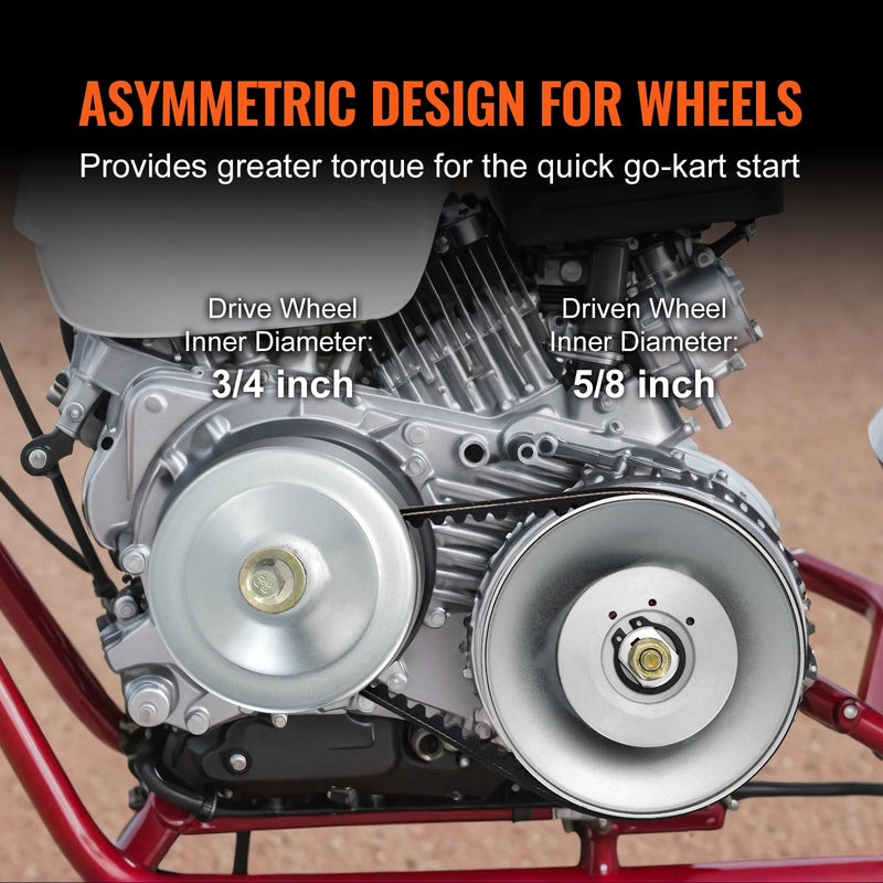 VEVOR Go-Kart Torque Converter Go-Kart Clutch Kit Series Asymmetrical Driver Pulley Replacement with Drive Belt  Small Engines