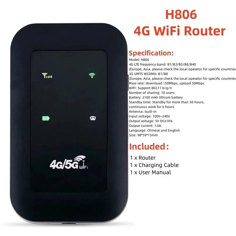 4G LTE Wifi Router Wireless Portable Unlock Modem Mini Outdoor Hotspot 150Mbps Mobile WiFi Router Pocket Repeater for Home Car