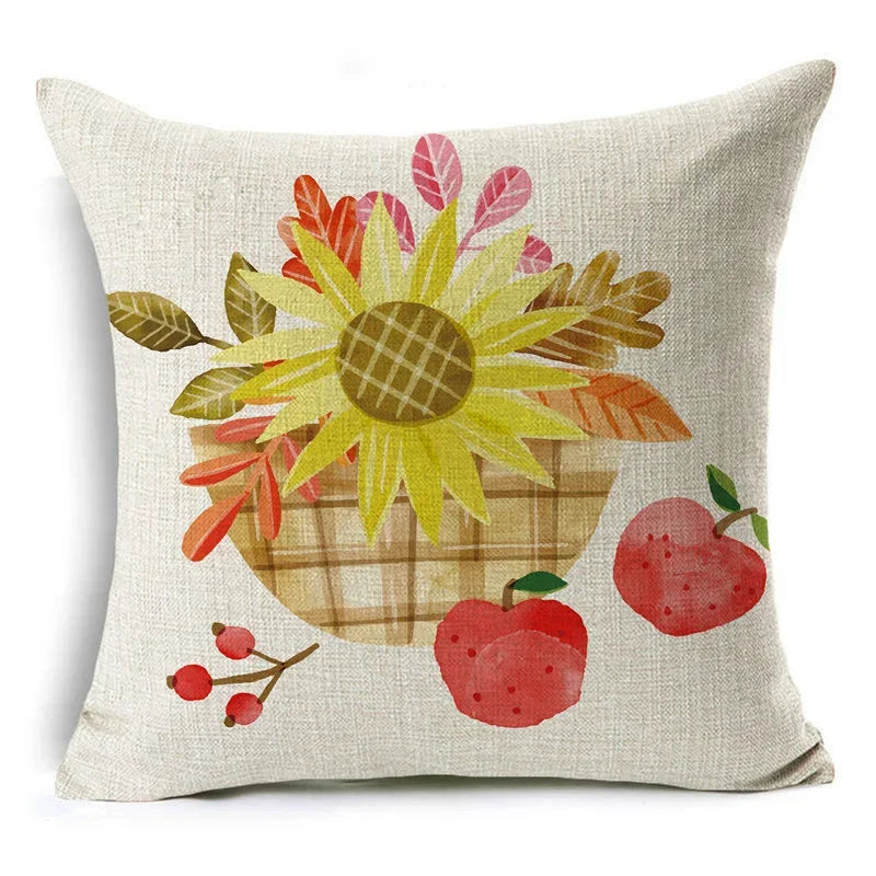 Thanksgiving Pumpkin Plant Pillowcases Linen Decor Throw Cushion Cover For Car Sofa Pillowcase Outdoor Garden Home Decoration