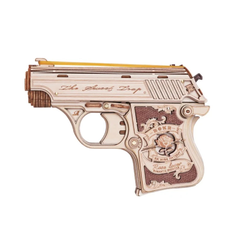 Robotime Rokr Mini Gun Toys 3D Wooden Puzzle Rubber Band Guns Toy for Adults Teens Funny Building Block Sets Easy Assembly LQ502
