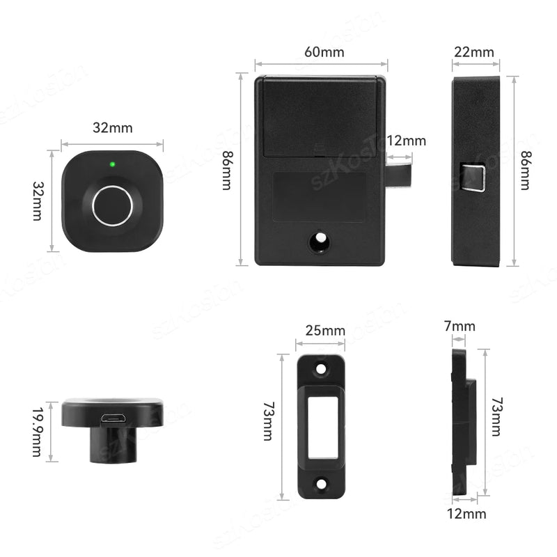 Tuya Smart Home Cabinet Drawer Lock Biometric Fingerprint Digital Electronic Lock Privacy File APP Unlock Security Protection