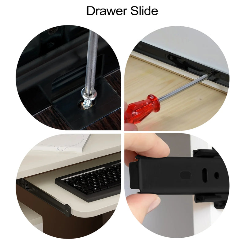 Desk Keyboard Drawer Rail Desk Tray Slide Rail Track Adjustable Steel Side Mount Suites Underdesk Computer Slide Rail