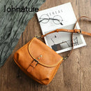 Johnature Retro Genuine Leather Women Summer Small Bag 2026 New Simple Leisure Nature Cowhide Female Shoulder & Crossbody Bags