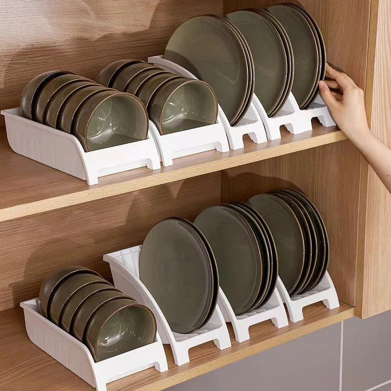 1 Pack Plastic Cabinet Rack Plate And Dish Storage Rack Bowl Cup Rack Multi-function Storage Rack Kitchen Utensils Rack