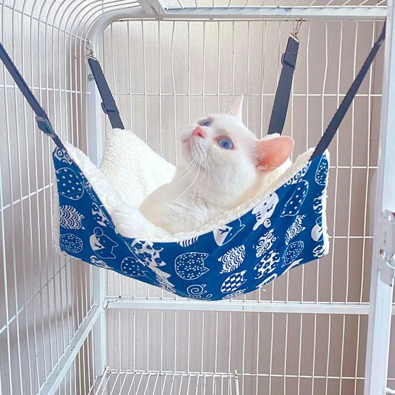 Cat Canvas Hammock Bed Pet Cats Dogs Beds Double-Sided Hanging Bed Pet Swing Beds Hamster Squirrel Cat Rest Sleep Supplies
