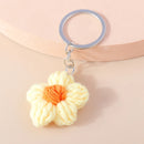 Lovely Handmade Knitted Flower KeychainCrocheted Key Rings for Women Girls Handbag Pendants Charms DIY Jewelry Gifts