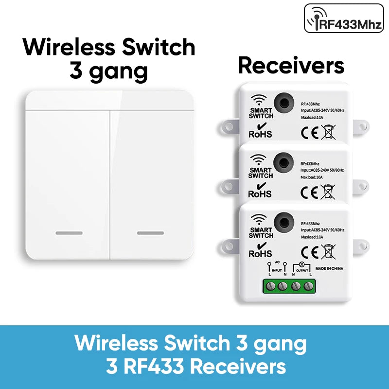 Remote Rf433 Relay TNCE RF433 Relay Receiver,Wireless Light Switch 433Mhz Mini Remote Con