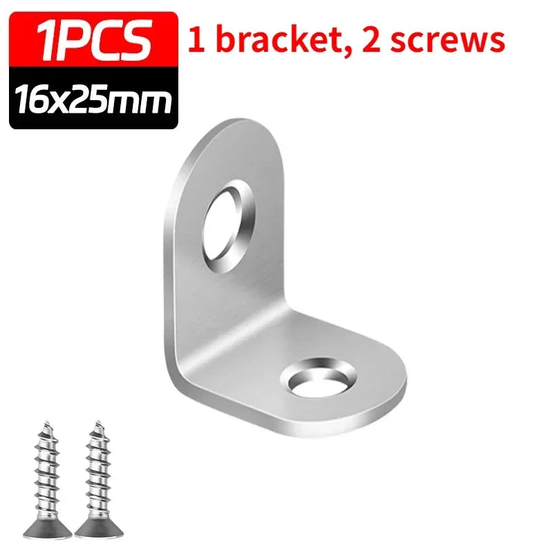 L Shaped Corner Brackets 90 Degree Right Angle Stainless Steel Bracket Fastener For Wood Furniture Bedframe Cabinet Accessories