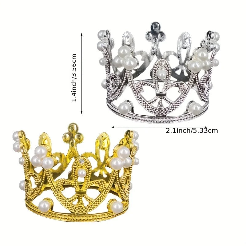 5/25/50/pcs Mini Golden Silver Plastic Crown for Craft Decoration Cake Decor Princess Queen Crown Party Wedding Pearl Crown