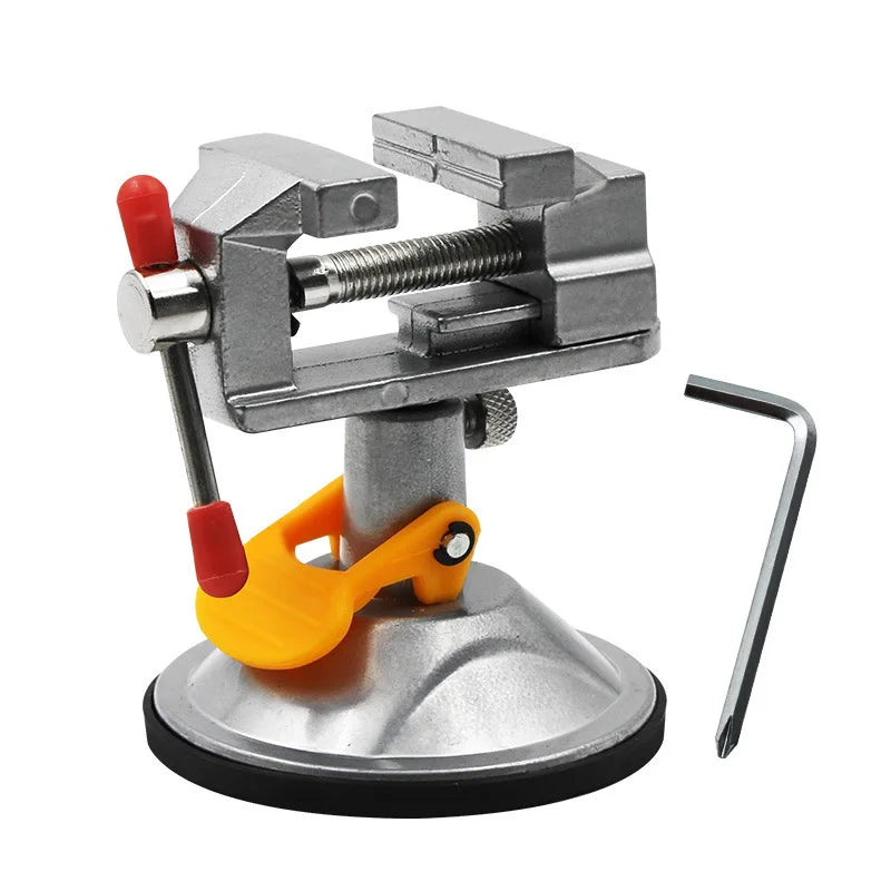 Mini Adjustable Fixed Electric Small Table Bench Vise 360 ° Rotatable Grinder Rotary Hand Drill Suction Cup Fixed Frame