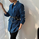 New Woolen Coat Women Elegant Thick Blue Suit Blazer Jacket 2023 Autumn Winter Office Lady Outwear Female Fashion