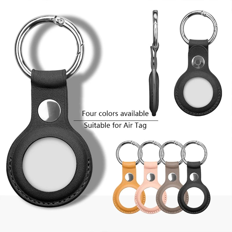 PU Leather Keychain for Apple Airtags Case Protective Cover Bumper Shell Tracker Accessories Anti-scratch AirTag Key Ring Holder