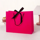 10pcs/lot High Quality Pretty Pink Gift Bag Gift Box Ornament Pajama Book Black Handle With Ribbon Paper Box Bag Kraft Packaging