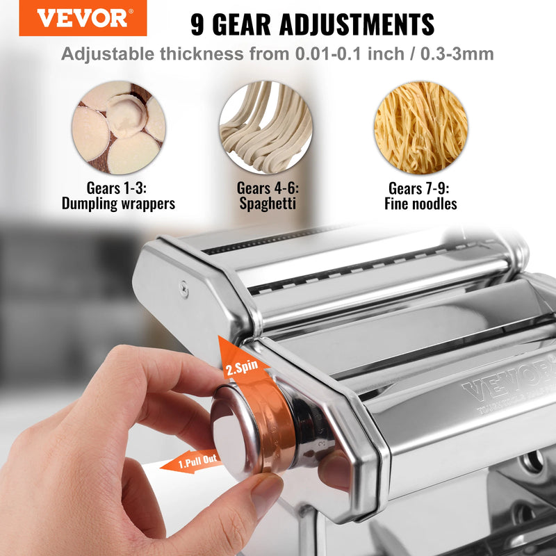 SucceBuy Electric Fresh Pasta Maker Machine Stainless Steel Noodle Rollers Cutter Slicer for Cutting Home Appliance