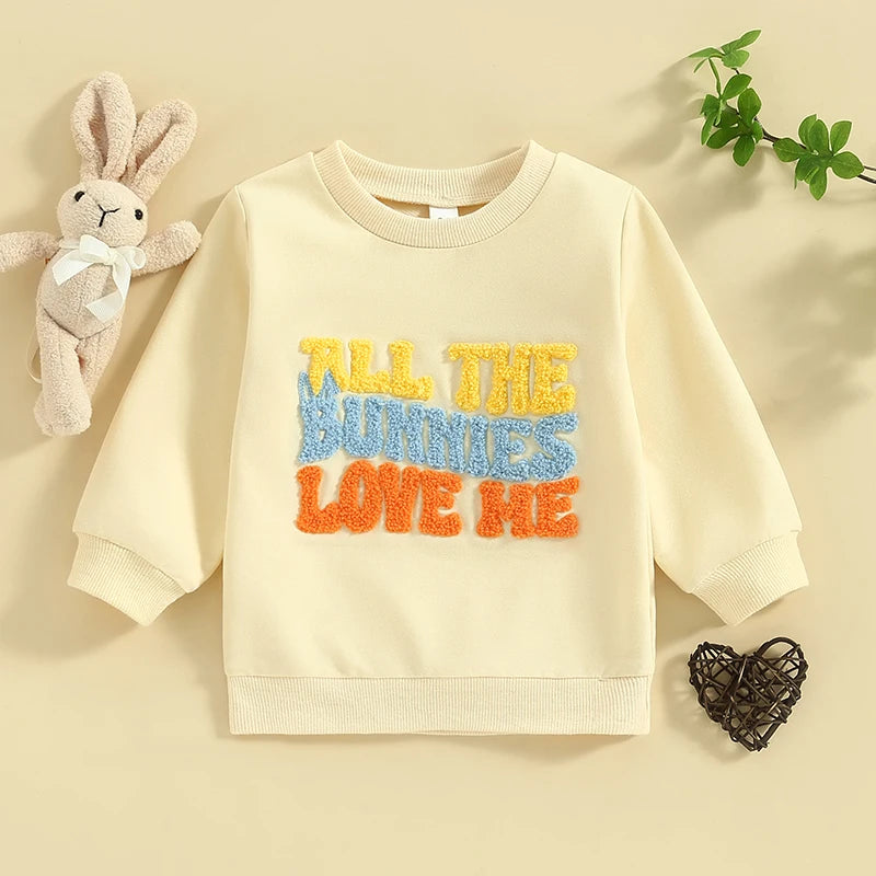 Adorable Toddler Boys Girls Hoodies Easter Outfits Soft Fleece Embroidered Sweaters Long Sleeve Children s Spring Clothing Cute