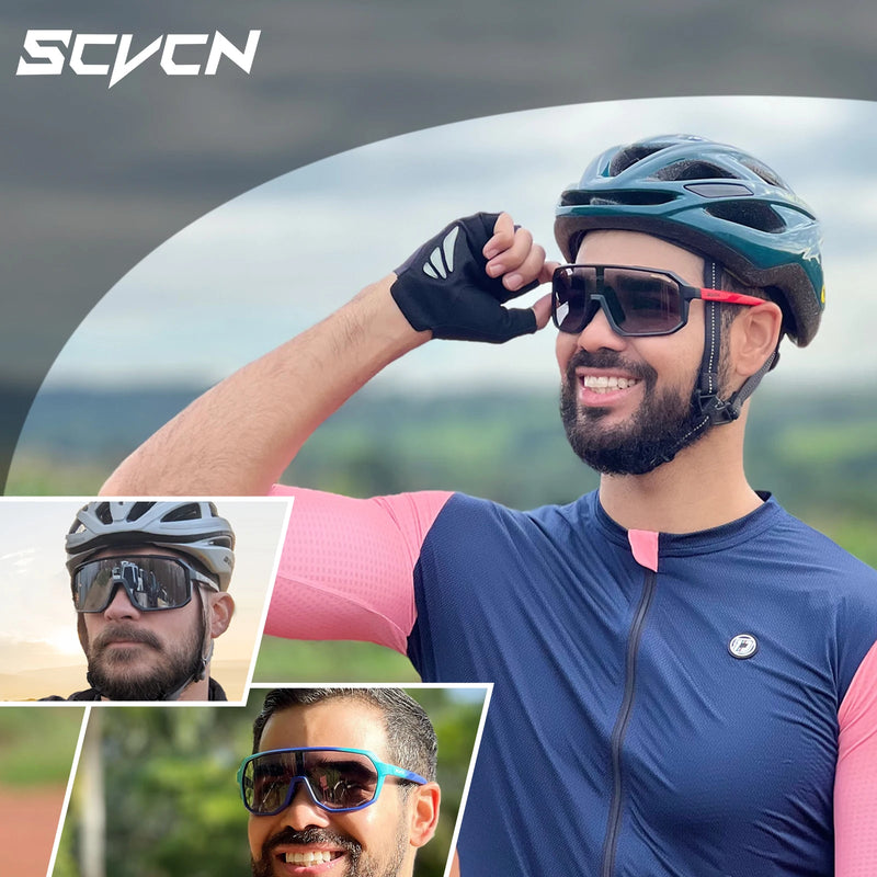 SCVCN New Cycling Running Glasses Bike for Men UV400 Outdoor Sports MTB Drving Sunglasses Women Road Bike Bicycle Goggles